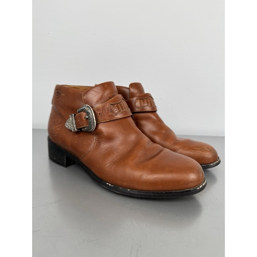 Ariat Ankle Boots Womens 7B Brown Leather Buckle Round Toe Western Shoes Cowgirl